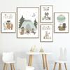Fox Bear Rabbit Tent Arrow Nursery Wall Art Canvas Painting Cartoon Nordic Posters And Prints Wall Pictures Baby Kids Room Decor