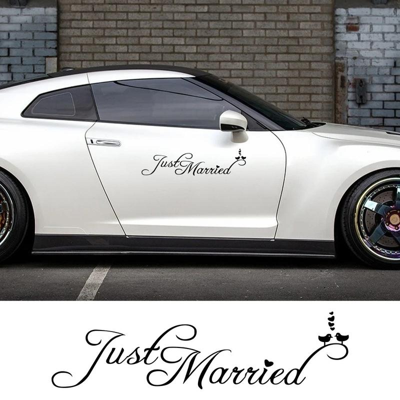 Just Married Wedding Slogan Banner Car Window Body Side Sticker Car Trunk Vinyl Decal Self-Adhesive Auto Decoration Accessories