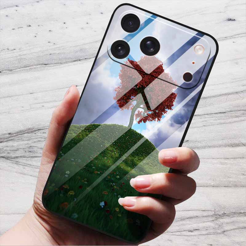 Милый Чехол Для iPhone 17 Pro Plus Capa 17 Pro Max Бампер Роскошный Закаленное Стекло Жесткая Задняя Крышка iPhone17 Air Funda Животные Узоры
