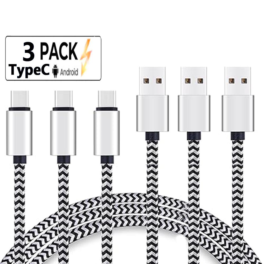Кабель USB Type C 2.4A Быстрая зарядка Зарядное устройство Провод Плетеный нейлон Кабель для передачи данных Зарядное устройство для мобильного телефона Для Huawei Samsung USB C