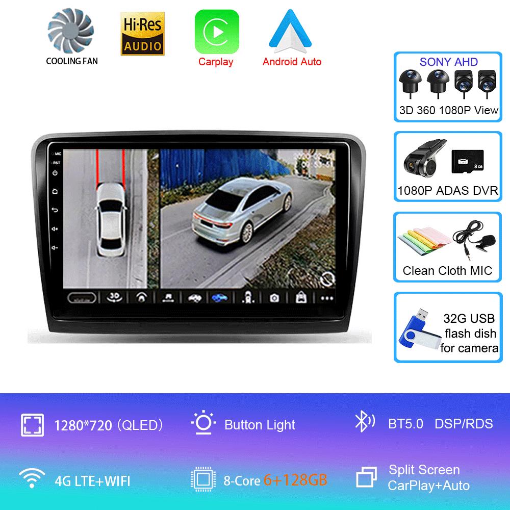 For Skoda Superb 2 B6 2008 2009 2010 2011 - 2015 Car Radio Android 14 Navigation Multimedia Player GPS WiFi+4G Video Carplay BT