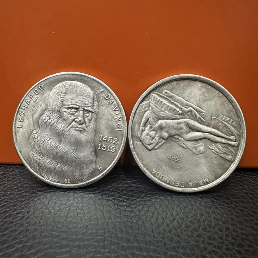1 шт., Винтажная реплика памятной железной монеты Леонардо да Винчи, Коллекционная монета-вызов, Исторический подарочный предмет