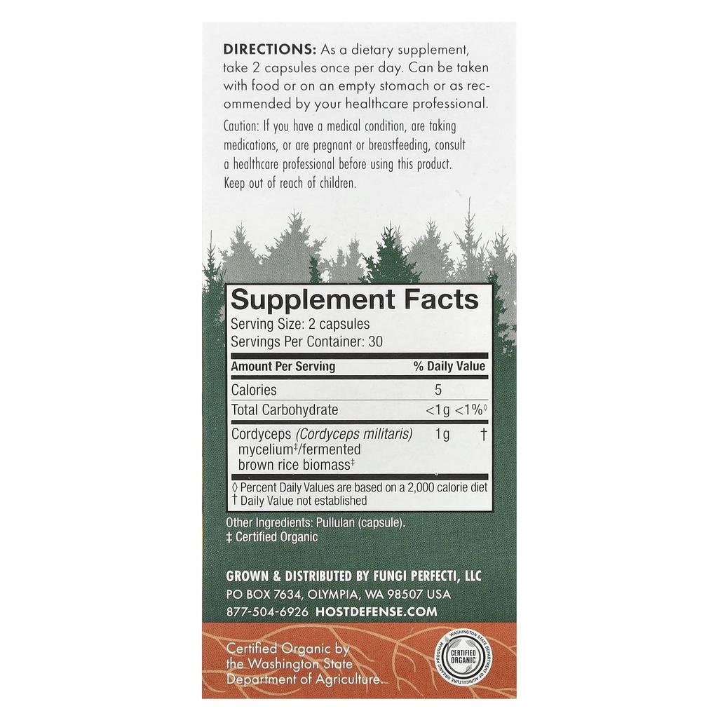 Грибы™, Кордицепс Милитарис, 60 капсул (0,5 г на капсулу)