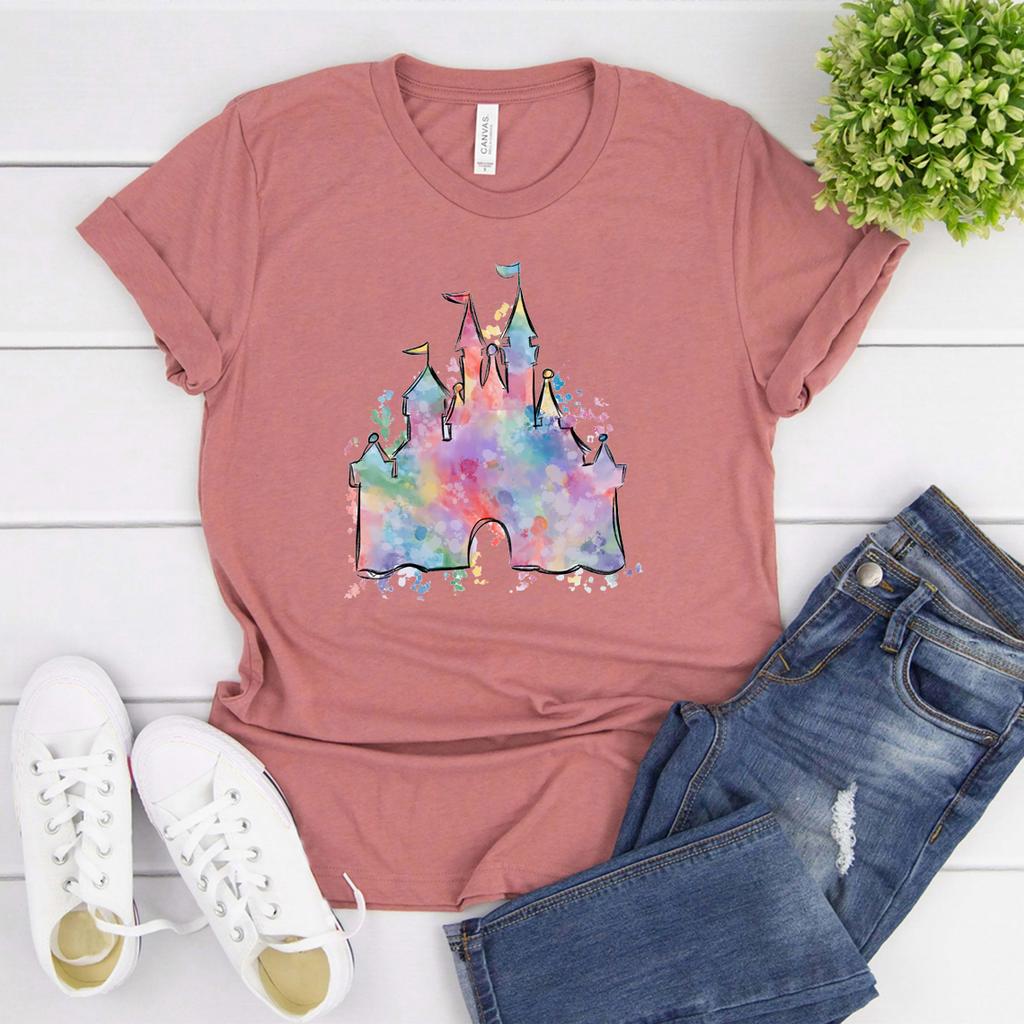 Watercolor Castle T Shirt Princess Castle Shirt Vacation Tshirt Magical Castle Shirts Animal Kingdom T-Shirt Matching Family Tee Unisex