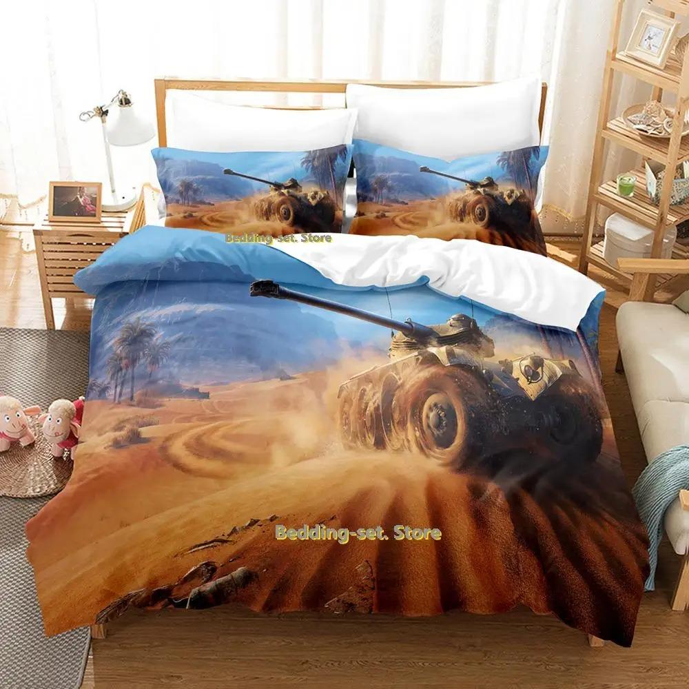 World Of Tanks Bedding Set Single Twin Full Queen King Size Bed Set Adult Kid Bedroom Duvetcover Sets Anime Parure de lit Bed