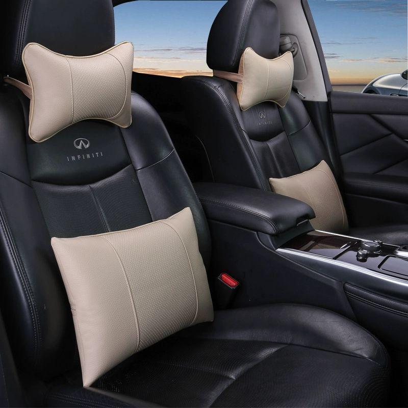 All-Season Genuine Leather Car Headrests & Lumbar Support Pillows
