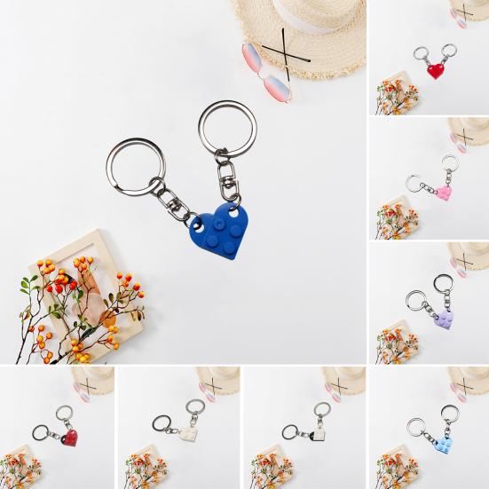 1 Pair Detachable Heart Pendant Keychain Matching Brick Key Ring Couple Lover Key Chain Valentine Day Gift
