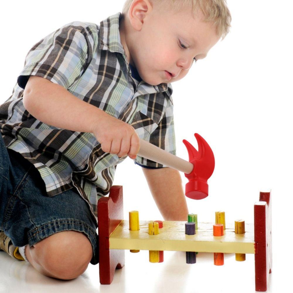Wooden Handle Wooden Simulation Hammer Plastic Children Hammer Toy Mini Hammer  Kid