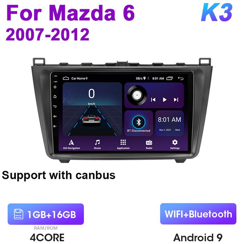 2 Din Android 12 Автомагнитола для Mazda 6 Rui Wing 2007 - 2012 Мультимедийный видеоплеер GPS 4G Carplay Auto Стерео RDS DVD Головное устройство