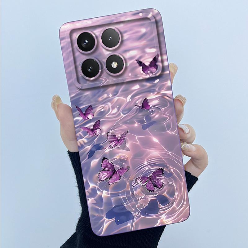 Для Xiaomi Poco X6 Pro 5G Чехол Poco X6Pro Задняя крышка Модный Минимализм Цветочный Мягкий Жидкий Силиконовый Чехол Для PocoX6 Pro Fundas