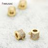 DIY Jewelry Making Accessories Bail Beads For Bracelets Necklace Making, High Quality Brass Metal Inlaid Zircon Tube Beads DIY