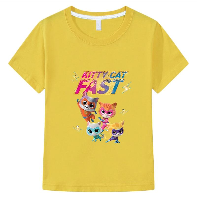 Футболка SuperKitties для мальчиков 10 лет, футболка с аниме, хлопковые топы с героями мультфильмов, одежда для девочек y2k, цельная летняя детская одежда