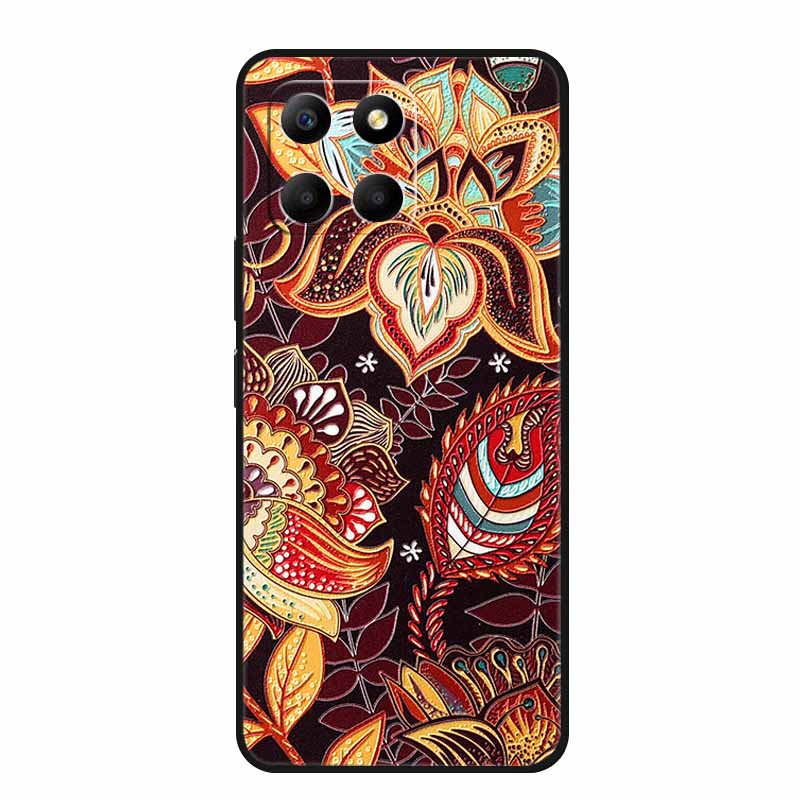 3D Тисненый Чехол Для Honor Play 9A 2024 X5b Plus X8C X6C 4G Чехол Для Телефона 9 A X 8 6 C Coque Цветы Черный Силикон Мягкая Задняя Крышка