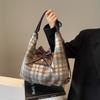 Модный бант клетчатый один пакет многоцелевой большой вместимости шерстяной осенне-зимний для поездок универсальный одноплечевой кроссбоди рюкзак