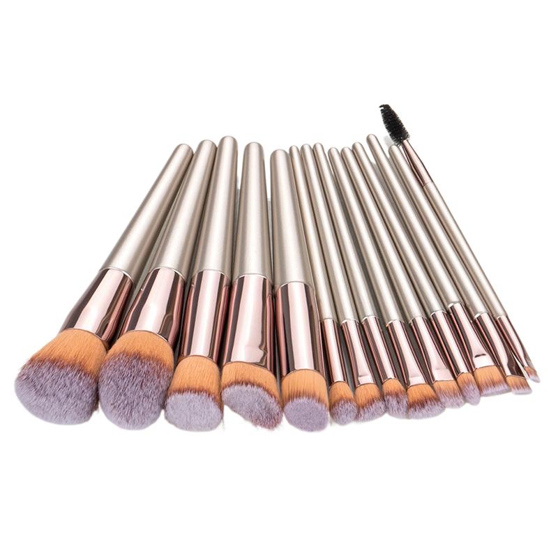 10/14 шт. Набор кистей для макияжа цвета Шампанское Золото, Полный набор для тональной основы, Рассыпчатой пудры, Румян, Консилера, Теней для век, Профессиональный набор