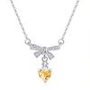 Bow sterling silver 925 necklace female niche design light luxury natural stone collarbone chain ins wind fringe pendant