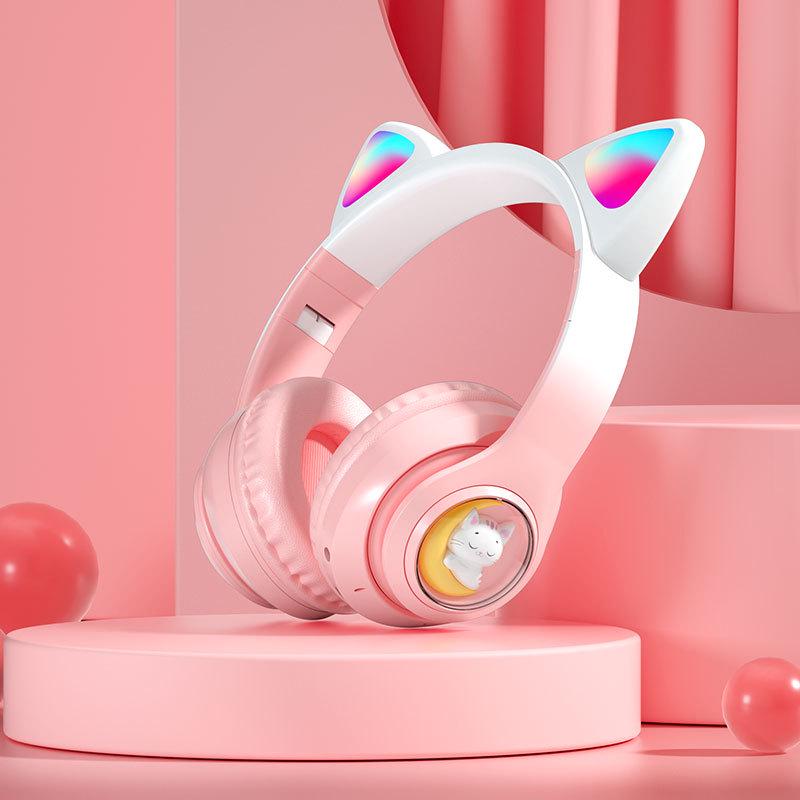 Трансграничные капсулы для питомцев Кошачьи ушки Bluetooth-наушники: Светящийся и градиентный дизайн