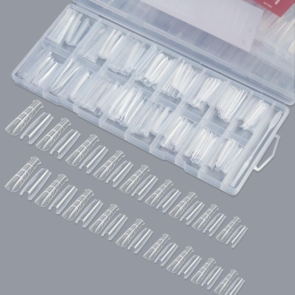 256Pcs/Box Transparent Nail Sandwich Dual Form DIY Tips Nail Extension Form New Nail Tips