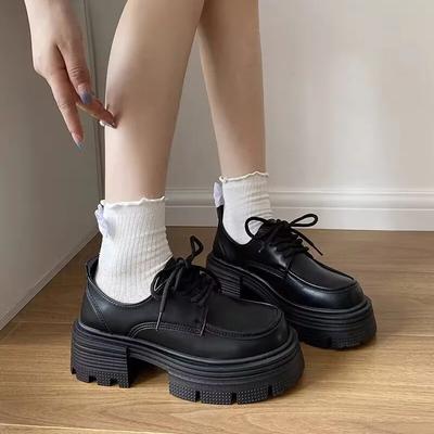 Модная женская обувь 2025 Бренд Женские туфли на высоком каблуке на шнуровке Модные туфли с круглым носком для офиса и карьеры Большого размера Бестселлер Туфли на платформе