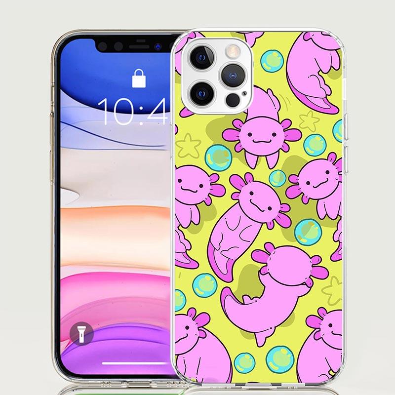 Милый Аксолотль Кавайный Чехол для Телефона Для iPhone 17 Air 16 15 Plus 11 14 Pro Max 13 Mini 12 7 8 + SE Узорный Арт Индивидуальная Крышка 17 Ai