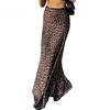 Women Skirt High Waist Elasticated Leopard Print Floor Length Maxi Skirt Party Prom Long Skirt