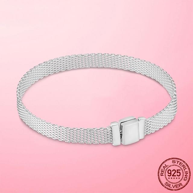 Bracelet 925 Silver & Rose Gold Cubic Zircon Clasp Reflection Bracelet for Women Bracelet Silver Jewelry