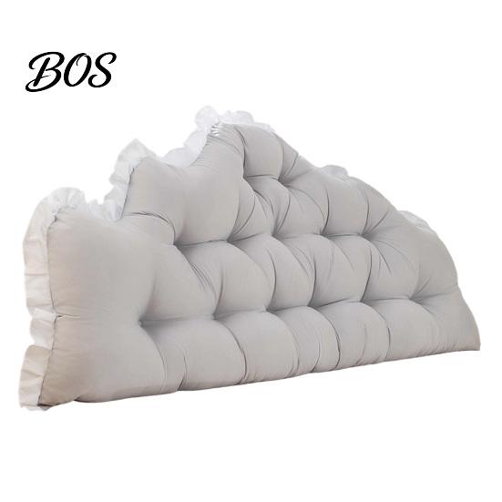 Reading Cushion for Window Seat Headboard with Ruffle Trim, Dorm Pillow, Crown Shape, Bed Decorative Backrest Wedge Support Pillow College Bedroom