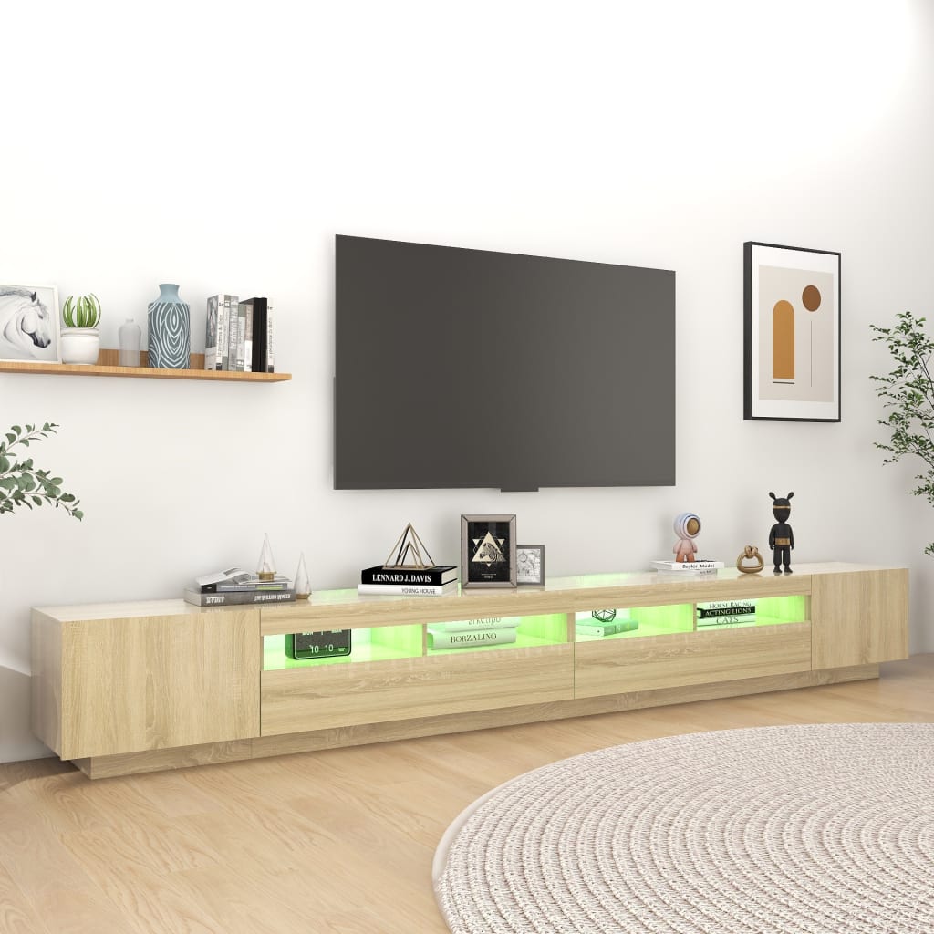 Vidaxl Szafka Pod Tv Z Oświetleniem Led, Dąb Sonoma, 300X35X40 Cm