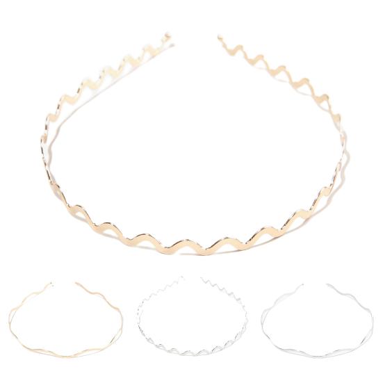 Women Metal Headband Geometry Wave Shape Hair Hoop Non-Slip Elastic Design Bang Hairband Hair Accessories