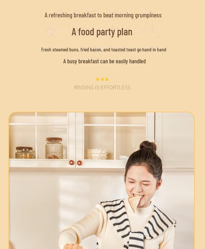 Машина для завтрака Xiaobeizhu 4-в-1: Пар, выпечка, жарка и варка — мини-многофункциональный тостер-духовка.