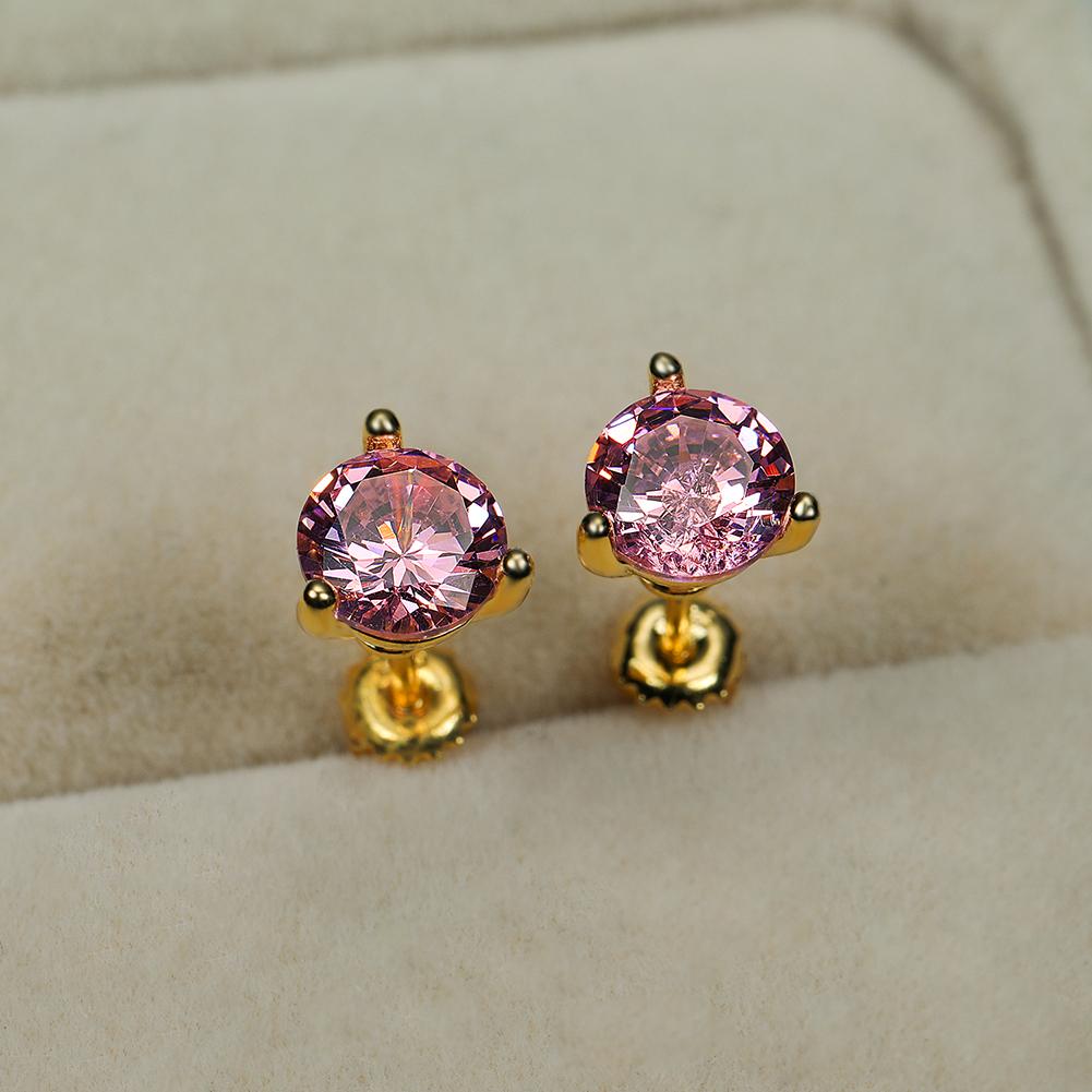 Серёжки гвоздики с кубическим цирконием и позолотой, размер камня 6х6 мм