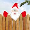 Christmas Fence Ornaments Santa Clause Snowman Reindeer Peeker Yard Ornaments Indoor Outdoor Ground Placard DIY
