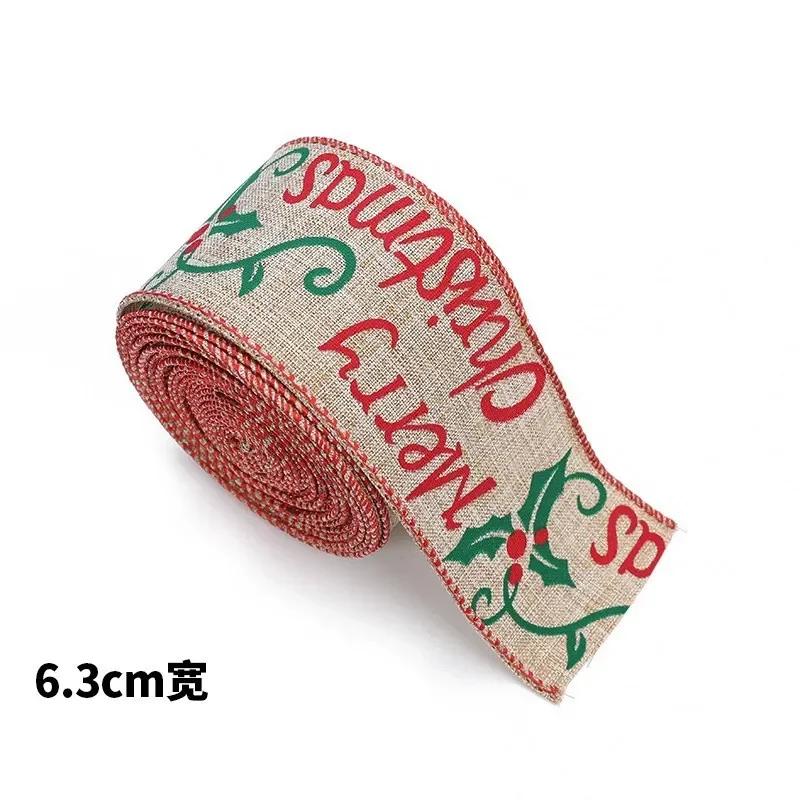 5m Christmas DIY Fabric Ribbon Burlap Ribbon With Wired Edge Gift Wrapping Christmas Tree Decor Ribbon DIY Wreath Bows Crafts