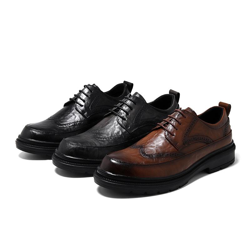 Повседневные кожаные туфли мужские кожаные коричневые деловые мужские туфли 2025 новые мужские британские свадебные 99292-W