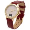 Fieldwork Women's Analog Watch with Leather Strap, Animal Watch, Soft and Round Cat Design, Red, JN035-5