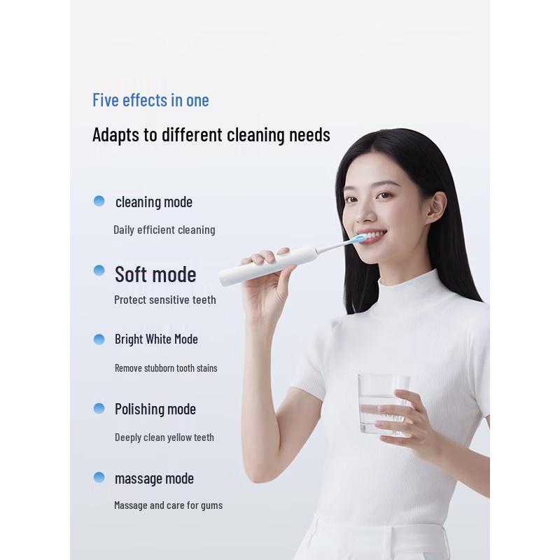 Midea YM3 Звуковая электрическая зубная щетка Двойная упаковка с 5 режимами и долгим сроком службы Вилка CN (адаптер в комплекте)