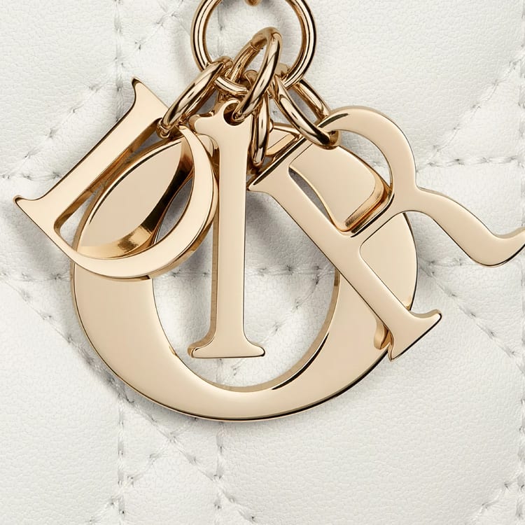 DIOR Lady Dior Sheepskin Handbag Drawstring Bag Handheld One Shoulder Handbag Mini Women's White S0981ONMJ-M030