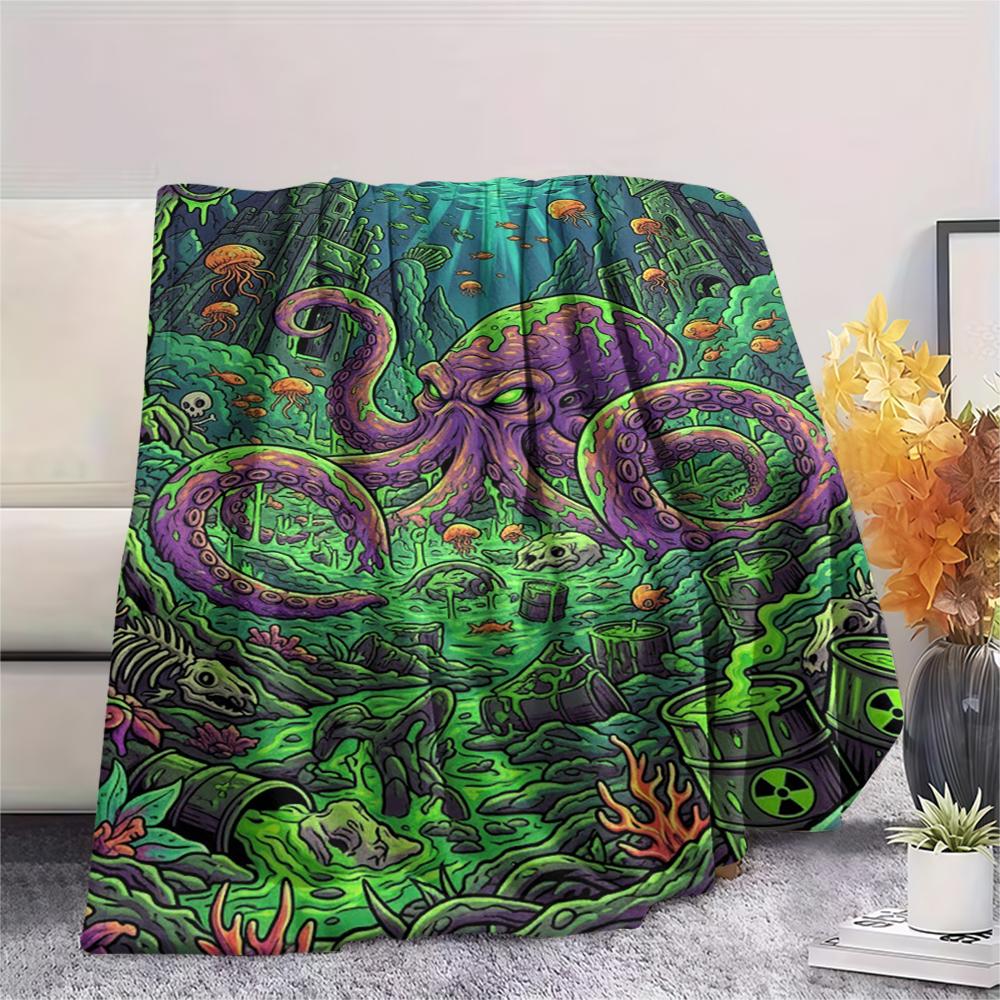Fluorescent marine organisms Print Flannel Blanket,High quality Comfortable for All Seasons,Home Decor,Warmth and Comfort,Perfect for Christmas Gifts
