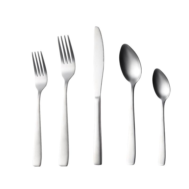Набор из нержавеющей стали 430 C007 с квадратной ручкой, нож, вилка и ложка в западном стиле для подарков в отеле, шлифованная