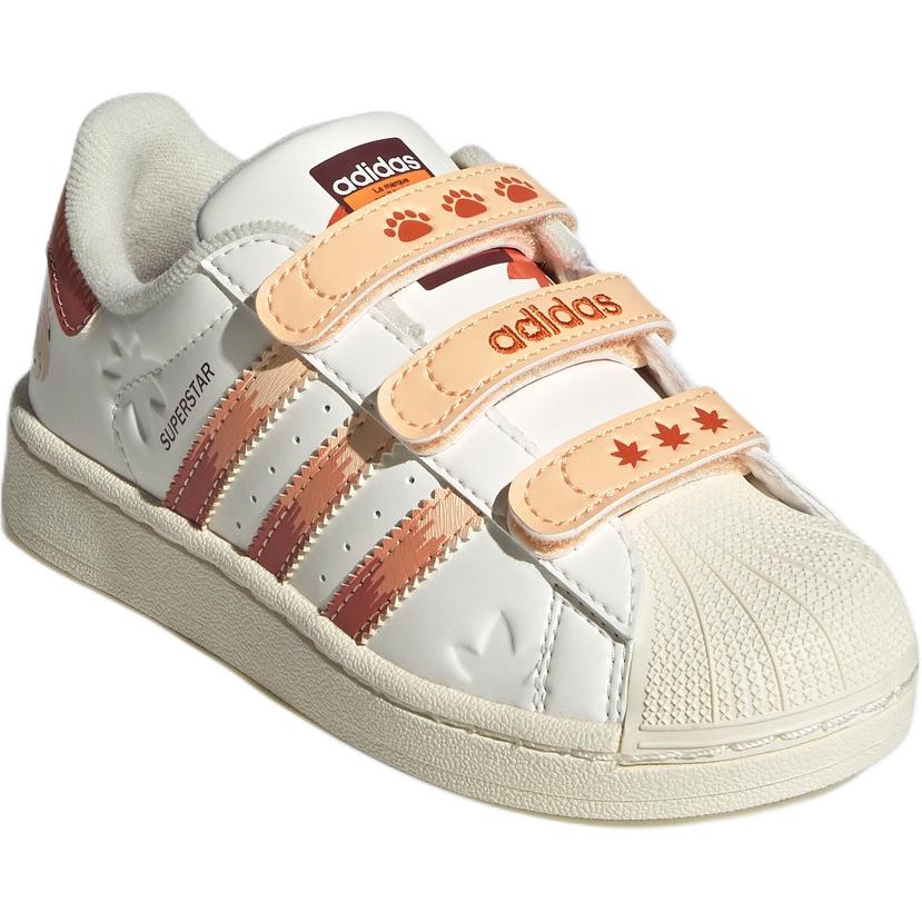 adidas Оригинальные Superstar 2 Удобные Универсальные Прочные Низкие Детские Кеды для Скейтбординга Детские Кроссовки Белые Оранжевые JS2473