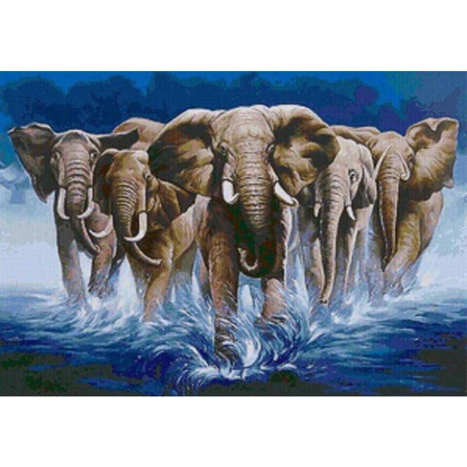 5D DIY Diamond Painting Animal Elephant Rhinestone Picture Full Diamond Embroidered Elephant Mosaic Art Furniture Decoration