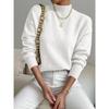 Solid Color Loose Knit Top Semi High Neck Pullover Long Sleeved Sweater Women Autumn and Winter