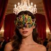 Purple Green Yellow Sequin Mardi Gras Masque Masquerade Venetian Carnival Half Face Masque