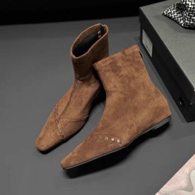 Женские ботильоны на плоской подошве, замшевая обувь, повседневные, новые, для вечеринок, ботинки челси, элегантные, зимние 2025, женская обувь, кроссовки