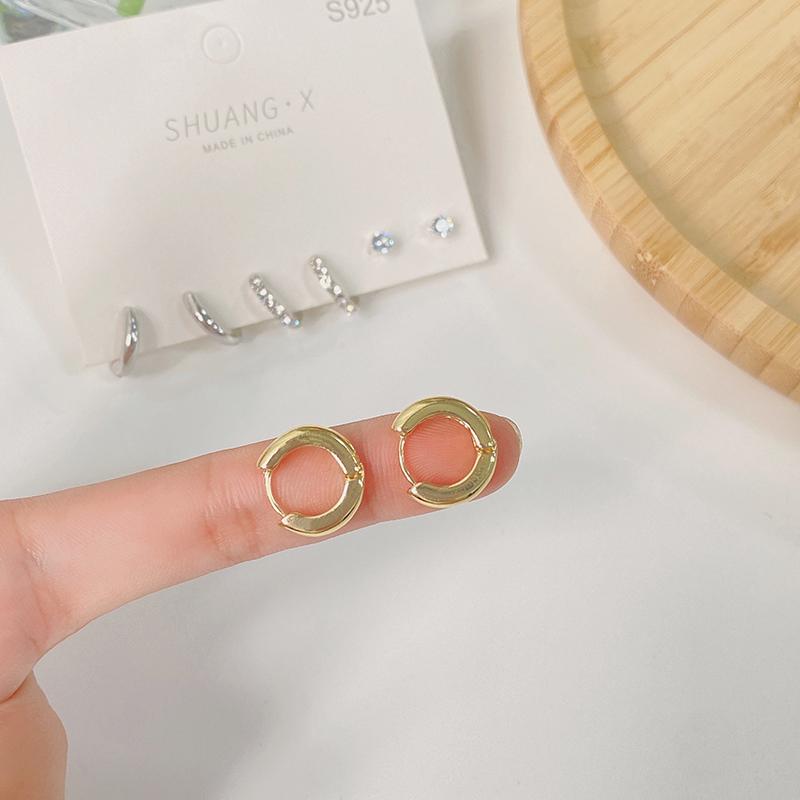 1 Set New Fashion Metal Circle Drop Small Earrings For Women Trend Pendant Set Jewelry Gifts