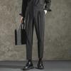 Men's Casual Loose Fit High-Waist Suit Pants - Spring & Autumn, Italian-Style, Nine-Point Length