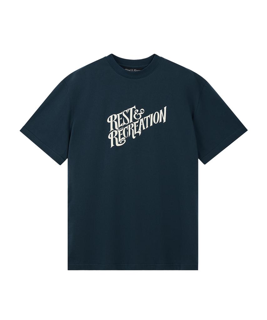 REST&RECREATION Oversized Wave Logo T-Shirt - Navy