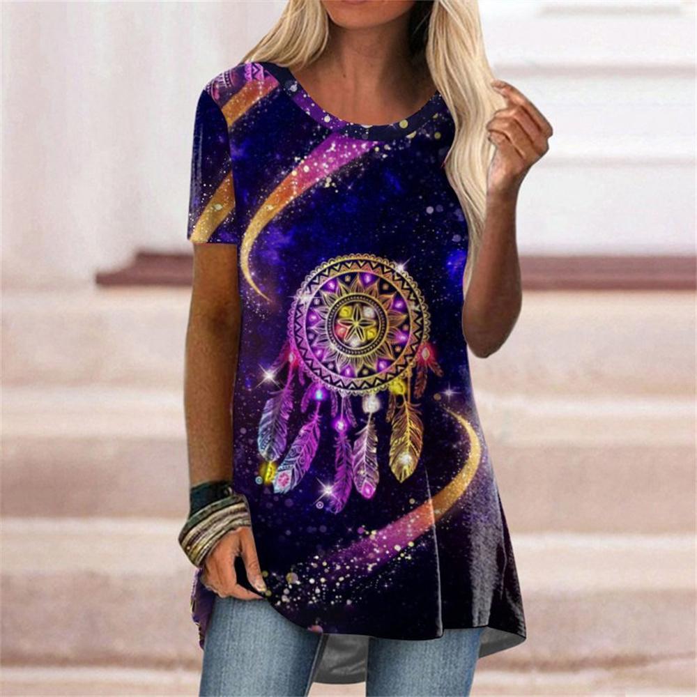 Футболка с абстрактным градиентом цвета и 3D принтом, летняя уличная одежда, женские футболки с короткими рукавами, топы Y2K, женские футболки, одежда больших размеров