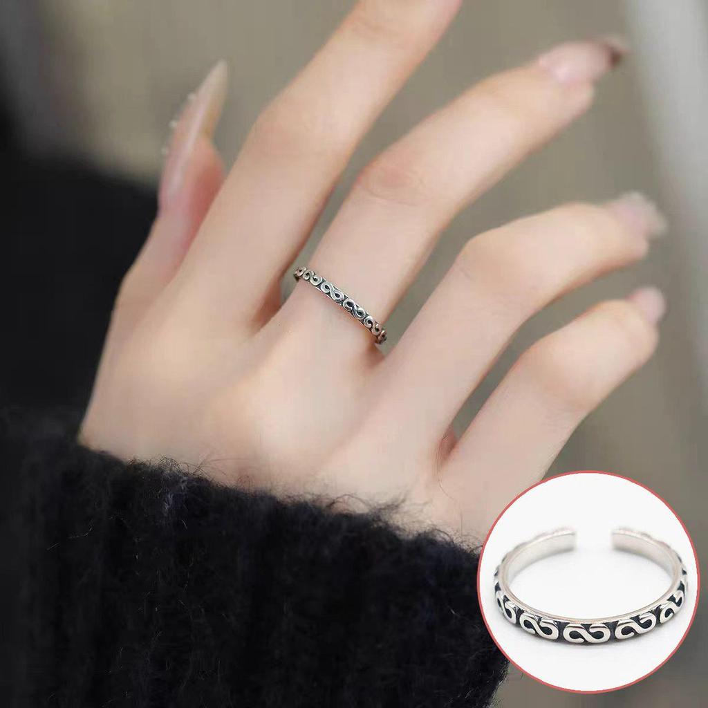 Элегантное посеребренное кольцо S925 светло-голубого цвета с открытым дизайном для женщин - Универсальное, модное и роскошное кольцо на указательный палец.