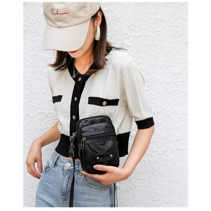 Women Crossbody Bag New Texture Shoulder Bag Phone Bag Soft Leather Chic Euro-American Style Mature Fashion Vintage Small Bag